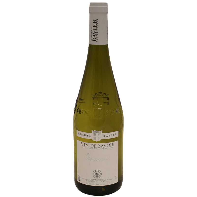 Photographie d'une bouteille de vin blanc apremont vin de savoie philippe ravier aoc blanc 2023 75 cl