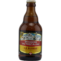 Photographie d'une bouteille de bière La Blonde Sans Gluten du Mont Blanc 33 cl