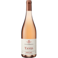 Photographie d'une bouteille de vin rosé tavel rose la comballe delas