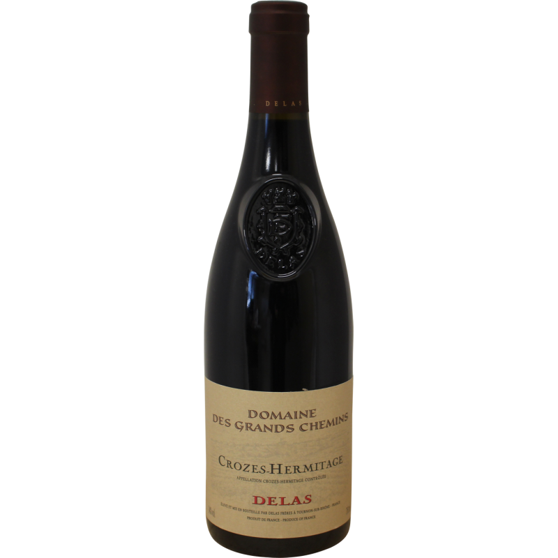 Photographie d'une bouteille de vin rouge crozes hermitage les launes delas