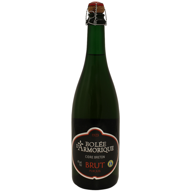Photographie d'une bouteille de Cidre Bolée d'Armorique Brut