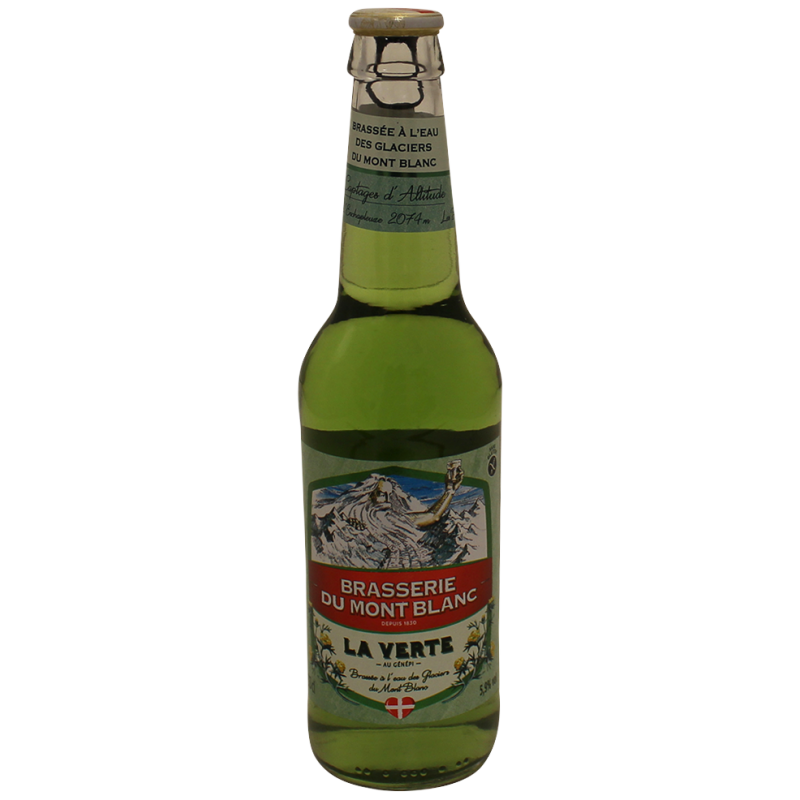 Photographie d'une bouteille de bière La Verte Sans Gluten du Mont Blanc 33 cl