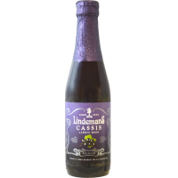 Photographie d'une bouteille de bière Lindemans Cassis 25 cl