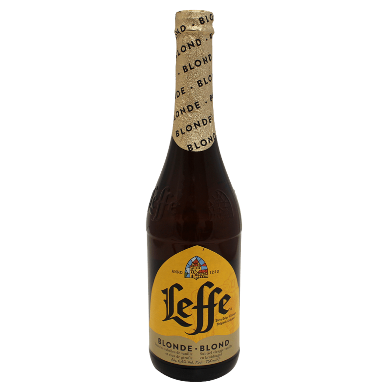Photographie d'une bouteille de bière Leffe Blonde 75cl