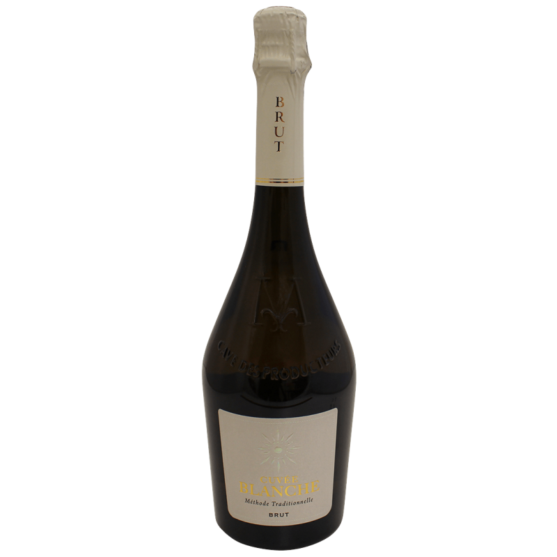 Photographie d'une bouteille de cuvee blanche methode traditionnelle brut 75 cl