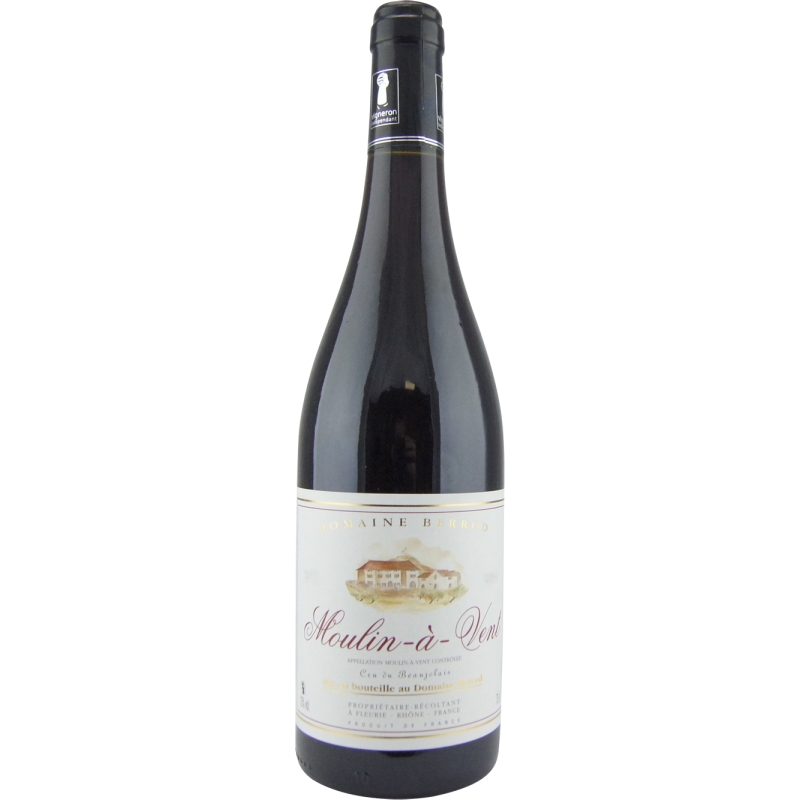 Photographie d'une bouteille de vin rouge moulin a vent domaine berrod aoc rouge 2022 75 cl