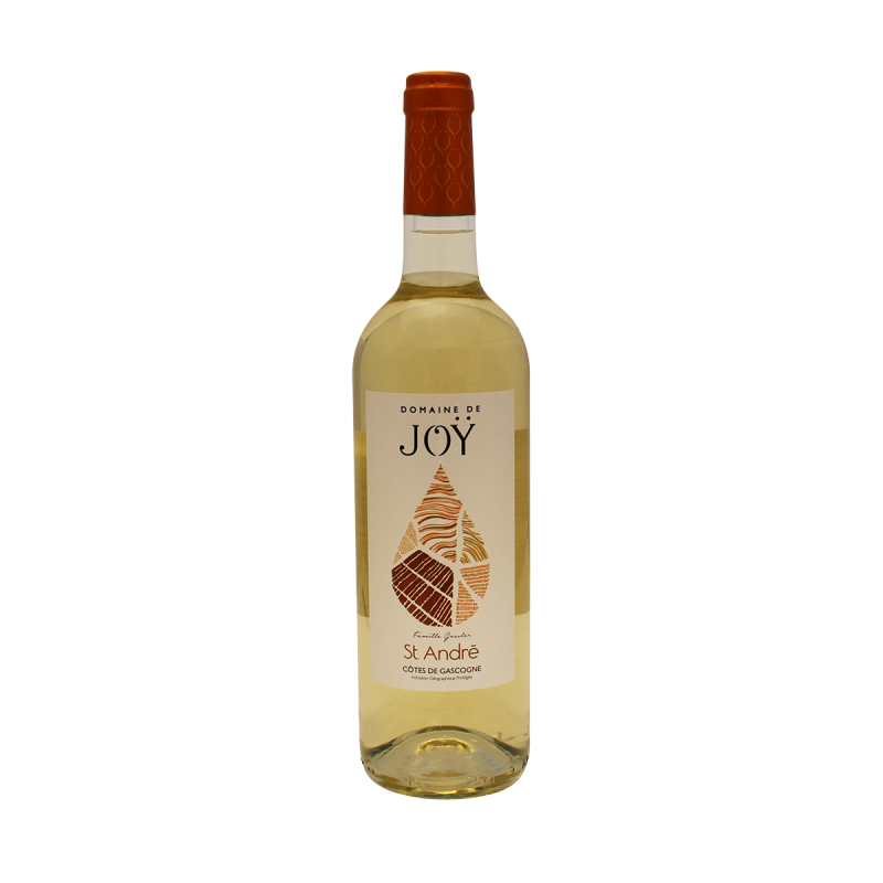Photographie d'une bouteille de vin blanc domaine de joy st-andré doux igp