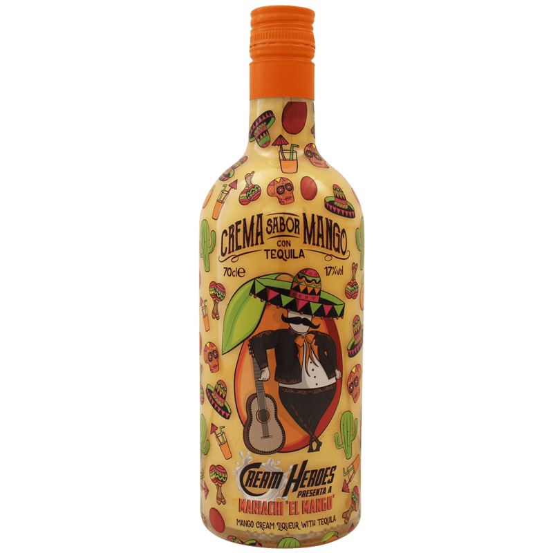 Photographie d'une bouteille de Crème de Tequila Heroes Mango