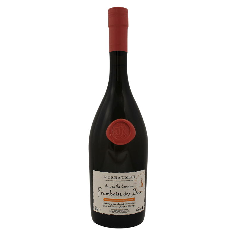 Photographie d'une bouteille de Eau de Vie de Framboise des Bois