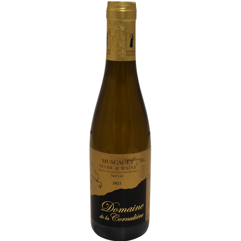 Photographie d'une bouteille de vin blanc domaine de la cornuliere muscadet /lie