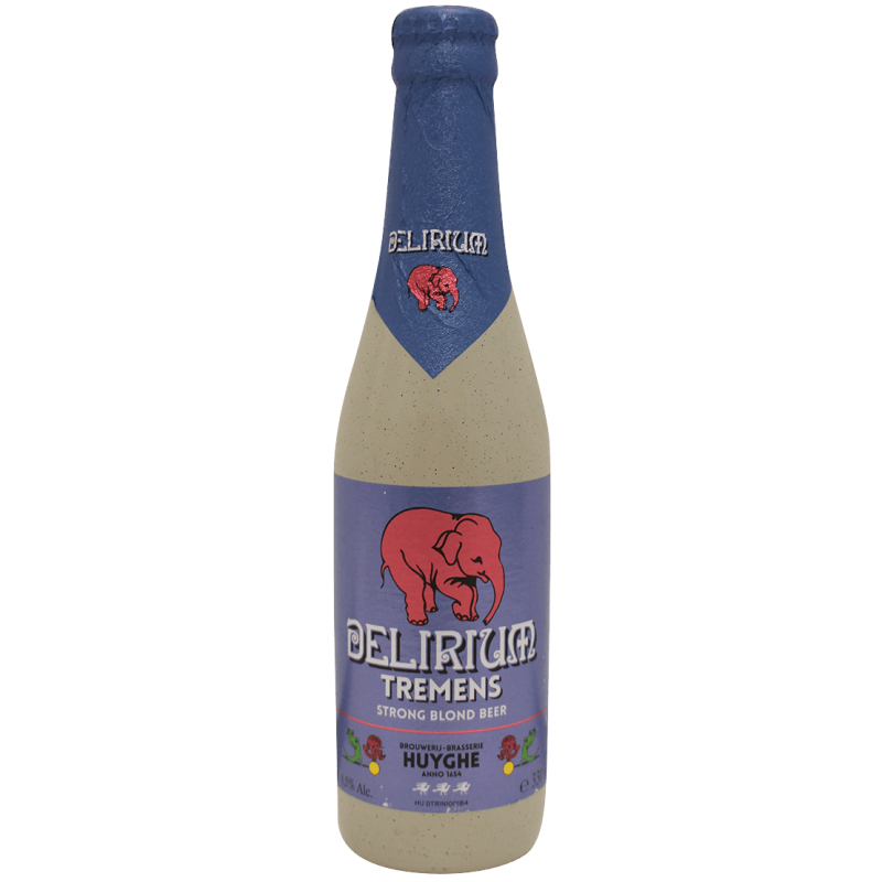 Photographie d'une bouteille de bière Delirium Tremens 33cl