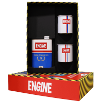 Photographie d'une bouteille de coffret gin engine bio 50 cl 42° + 2 verres