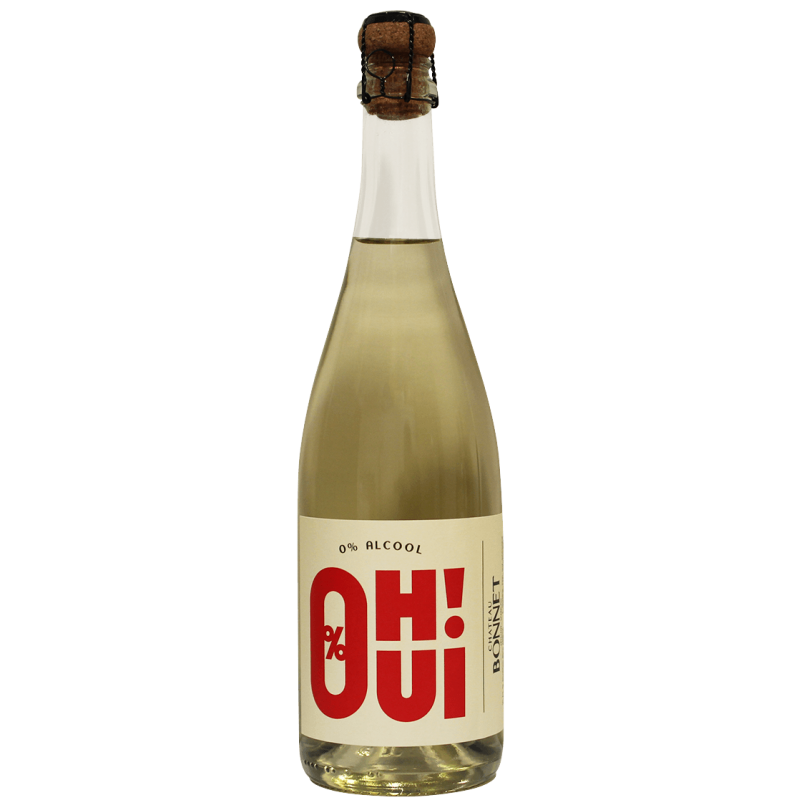 Photographie d'une bouteille de oh oui ! petillant sans alcool chateau bonnet 6x75 cl