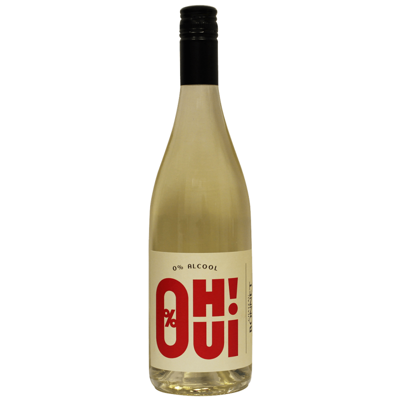 Photographie d'une bouteille de vin blanc oh oui vin blanc sans alcool chateau bonnet 75 cl