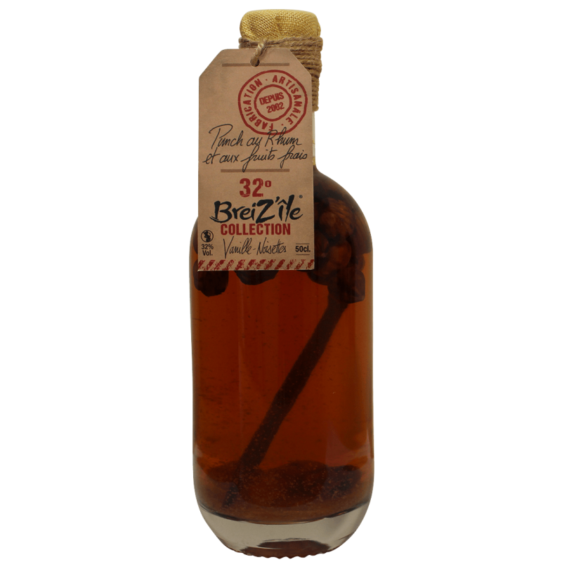 Photographie d'une bouteille de arrange breiz'ile vanille noisette 50 cl 32°