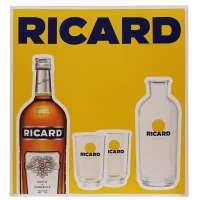 Photographie d'une bouteille de coffret la ligne de service ricard 70 cl 2 verres + 1 carafe