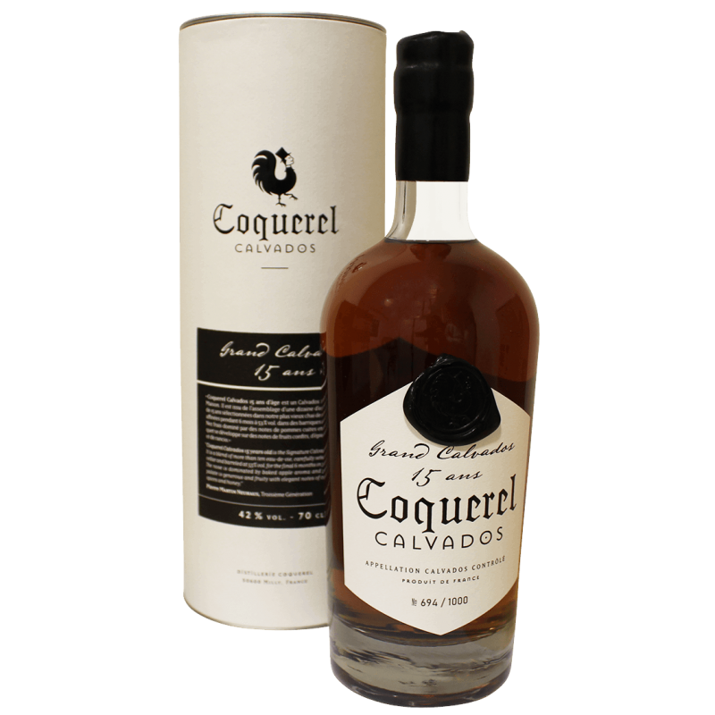 Photographie d'une bouteille de Grand Calvados Coquerel 15 ans