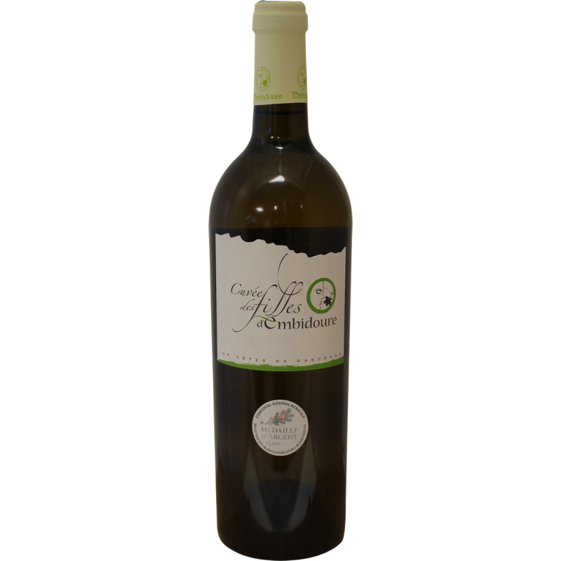 Photographie d'une bouteille de vin blanc domaine d'embidoure cuvee des filles