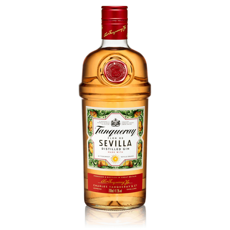 Photographie d'une bouteille de Gin Tanqueray Flor de Sevilla