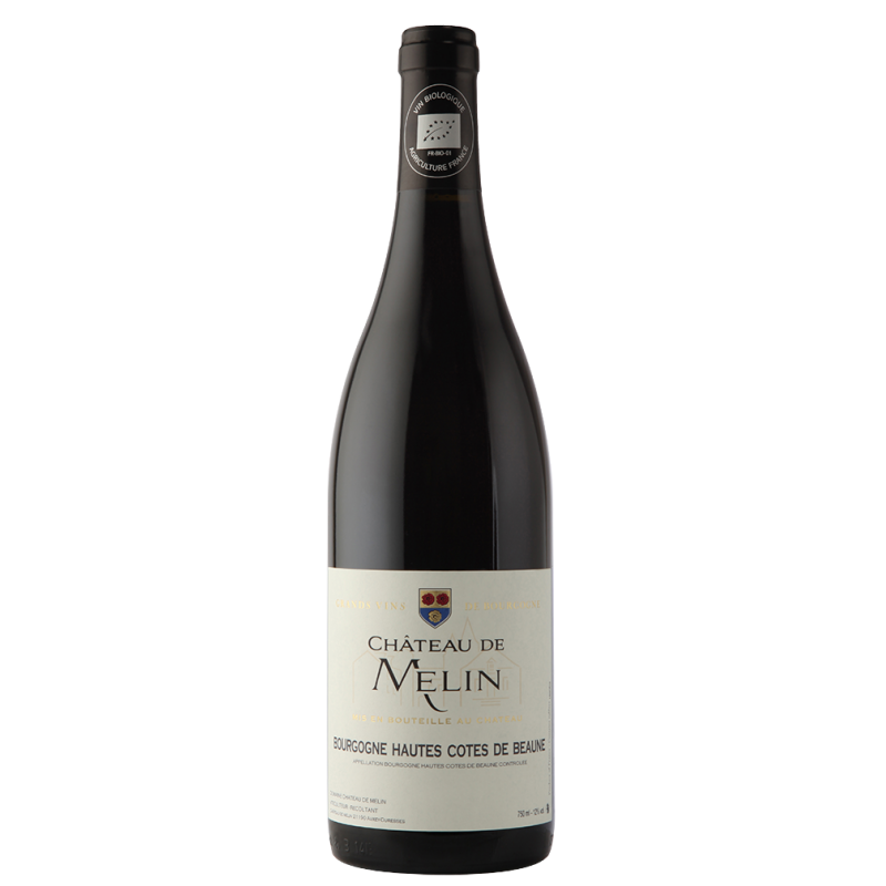 Photographie d'une bouteille de vin rouge Bourgogne Hautes Cotes de Beaune Château de Melin 75 cl