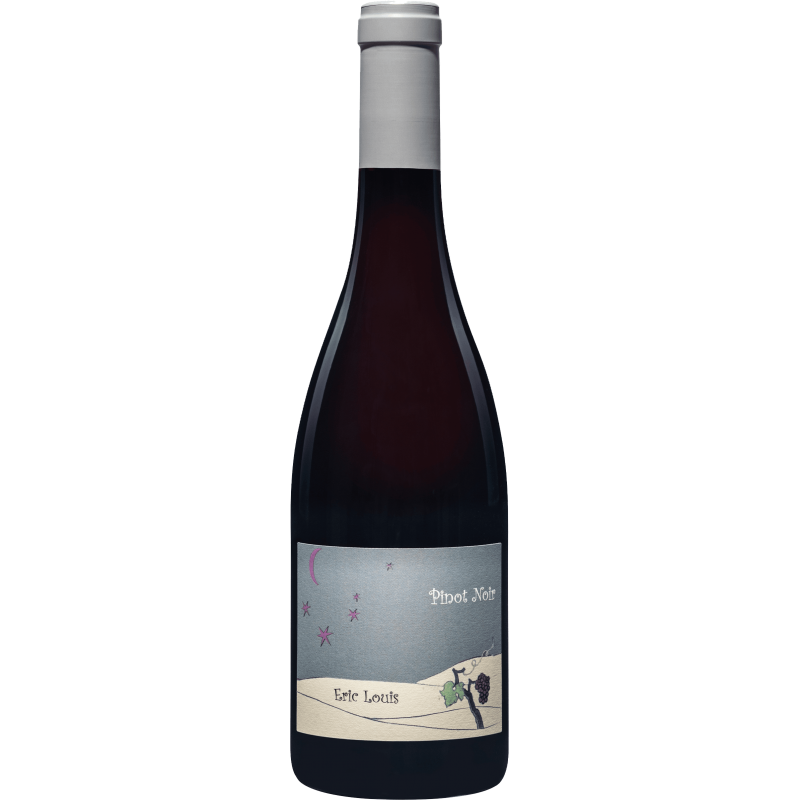 Photographie d'une bouteille de vin rouge Pinot Noir Eric Louis