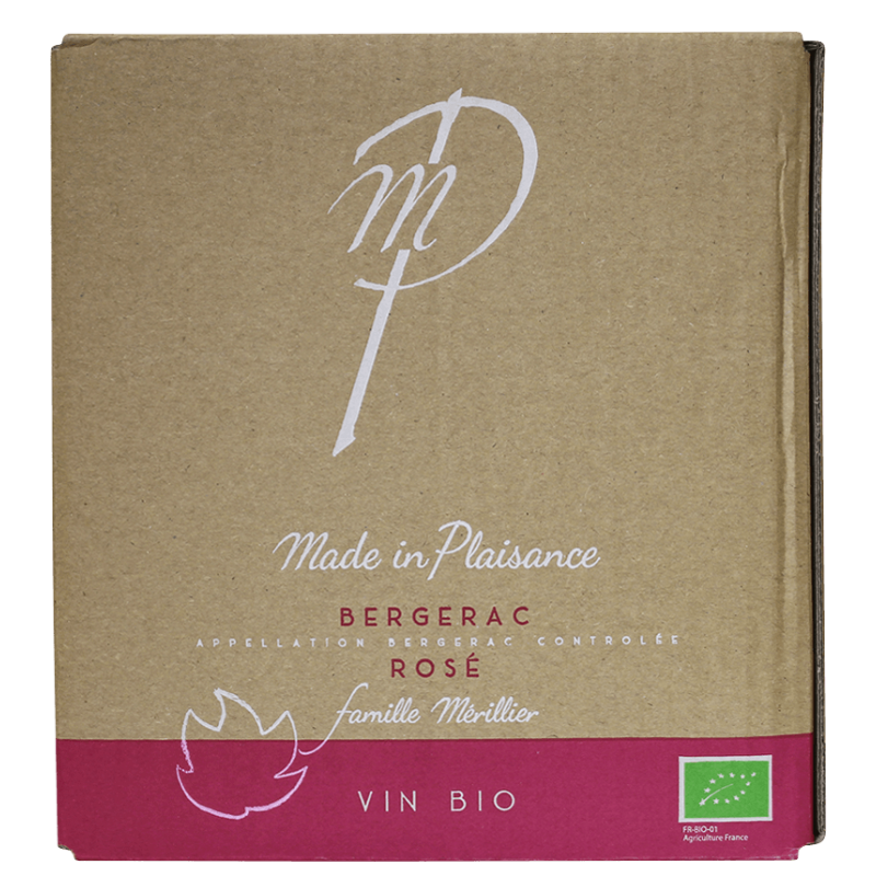 Photographie d'une bouteille de vin rosé Marie Plaisance Bergerac BIO AOC Rosé