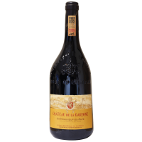 Photographie d'une bouteille de vin rouge chateauneuf du pape chateau la gardine aoc rouge 2021 75 cl