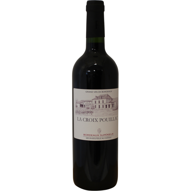 Photographie d'une bouteille de vin rouge la croix pouillac