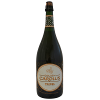 Photographie d'une bouteille de bière gouden carolus triple 1.5l
