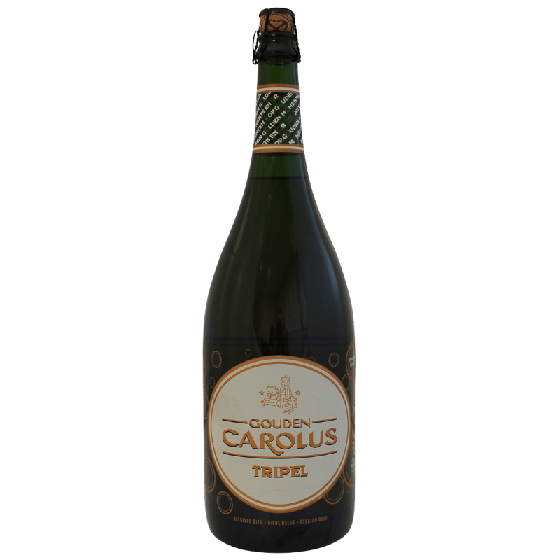 Photographie d'une bouteille de bière gouden carolus triple 1.5l