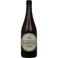 Photographie d'une bouteille de bière gouden carolus tripel 75cl
