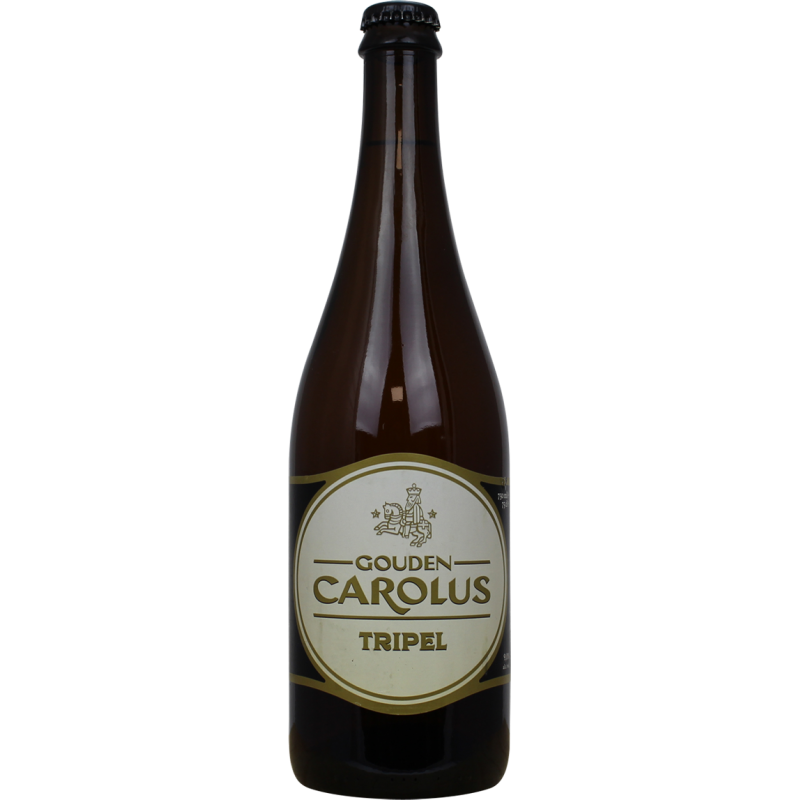 Photographie d'une bouteille de bière gouden carolus tripel 75cl