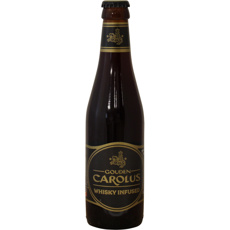 Photographie d'une bouteille de bière gouden carolus whisky infused 33cl