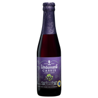 Photographie d'une bouteille de bière Lindemans Cassis 25 cl