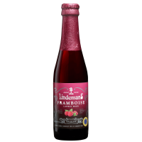 Photographie d'une bouteille de bière Lindemans Framboise 25cl