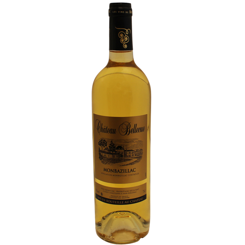 Photographie d'une bouteille de vin blanc chateau bellevue monbazillac aoc blanc 2022 75 cl