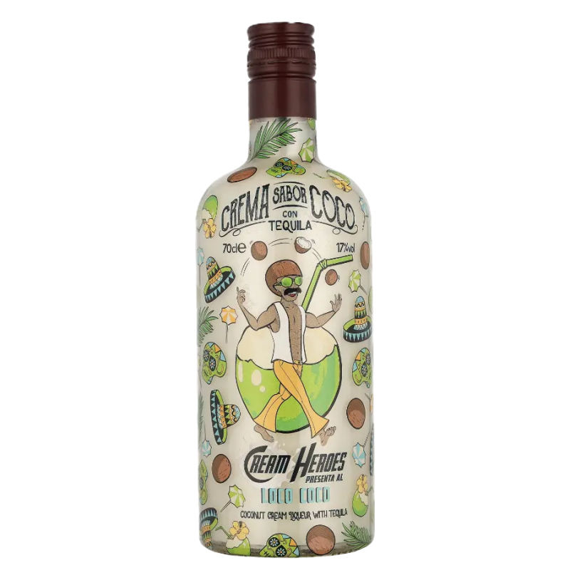 Photographie d'une bouteille de Crème de téquila Heroes Coco