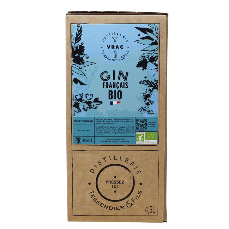 Photographie d'une bouteille de Gin Français bio 4,5L