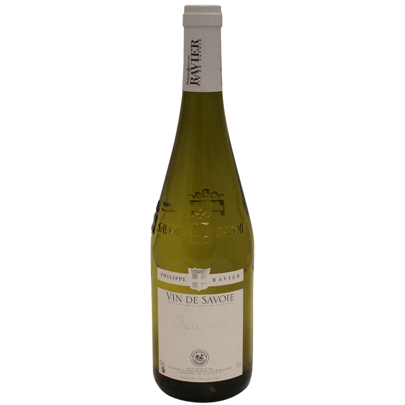 Photographie d'une bouteille de vin blanc apremont vin de savoie philippe ravier aoc blanc 2024 75 cl