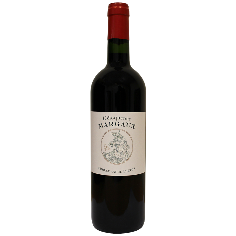 Photographie d'une bouteille de vin rouge L'éloquence Margaux André Lurton 2021 75 cl
