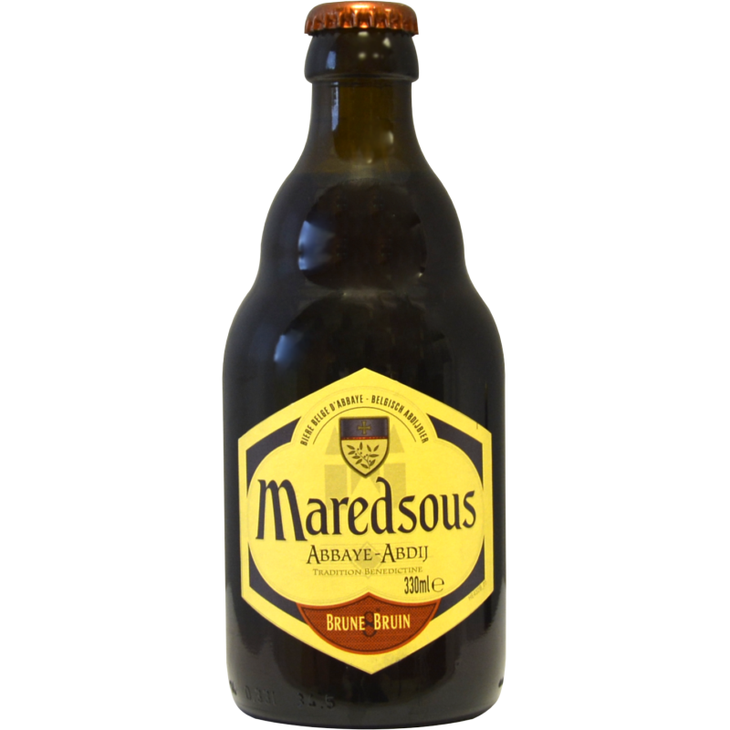 Photographie d'une bouteille de bière Maredsous Brune 33cl